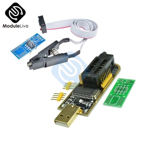 CH340G CH341 24 25 serie Flash EEPROM BIOS PROGRAMADOR USB SOP8 SOIC8 SOP formato Chip Flash pinzas de pruebas IC hembra adaptador de herramientas ► Foto 1/6