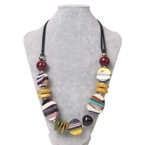 De moda de acrílico arcoiris declaración collar bohemio para mujer étnica de collares de mujer Vintage de cuentas de resina, joyería para chicas ► Foto 1/5