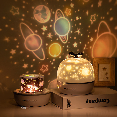 Proyector de luces de noche de estrellas con altavoz BT, lámpara LED giratoria de cielo estrellado recargable, películas para decoración de dormitorio de niños ► Foto 1/6