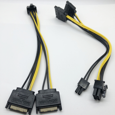 Tarjeta gráfica SATA 2x15 pines M a PCI-e PCIE 8 (6 + 2), tarjeta de vídeo Pin F, Cable de alimentación de 8 pines a Sata Y, adaptador divisor 18AWG ► Foto 1/5