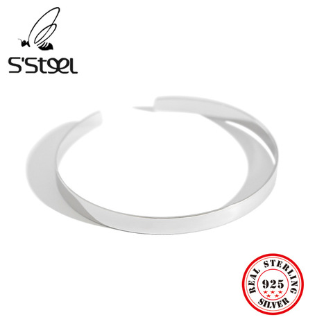 S'STEEL-brazaletes de plata de ley 925 para mujer, pulsera abierta minimalista, Argent 925, regalo para novia, bisutería femenina, joyería fina 2022 ► Foto 1/6