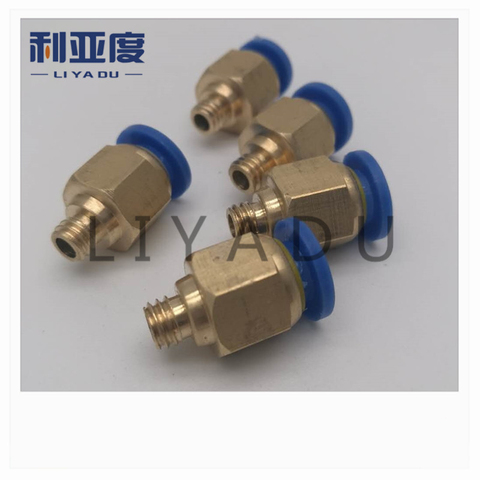 10 unids/lote PC4-M5 PC4-M6 PC4-M8 tubo de 4mm empuje a M8 conexión rápida/conector neumático/conector de cobre/Rosca ► Foto 1/6