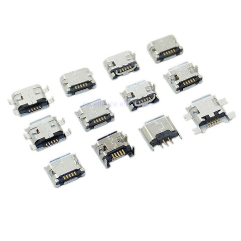 10 unids/lote Micro USB 5 Pin SMT Socket conector, tipo B hembra colocación SMD DIP conectores de carga USB ► Foto 1/5