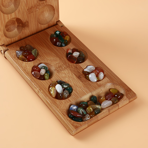 Juguetes creativos para bebés Mancala, juego de estrategia de mesa, juguetes educativos para niños, juego de mesa, tablero plegable de bambú, regalos para niños ► Foto 1/6