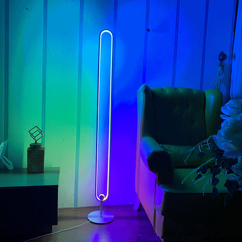 Lámparas de pie LED minimalistas con control remoto RGB modernas, coloridas lámparas de pie para decoración para sala de estar, lámparas de Interior para dormitorio ► Foto 1/6