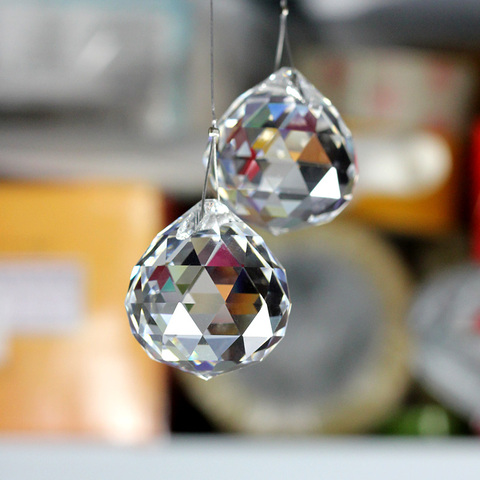 Bolas brillantes de cristal transparente, 6 uds., 30mm, bricolaje, colgante de cortina, celebración de Festival, decoración de árbol de Navidad ► Foto 1/4