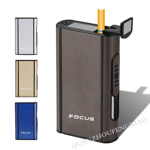 FOCUS-Soporte de eyección para hombres, caja de humo de aleación de aluminio a prueba de viento, estuche automático para cigarrillos ► Foto 1/6