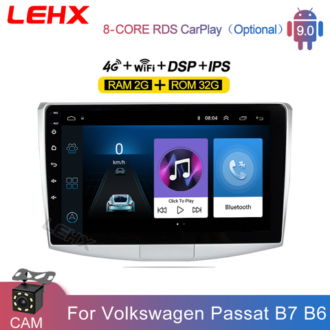 LEHX-Radio Multimedia con GPS para coche, Radio con reproductor, Android 9,0, 2DIN, 10 pulgadas, DVR, cámara, para VW, Volkswagen, Passat B7, B6/Magotan ► Foto 1/6