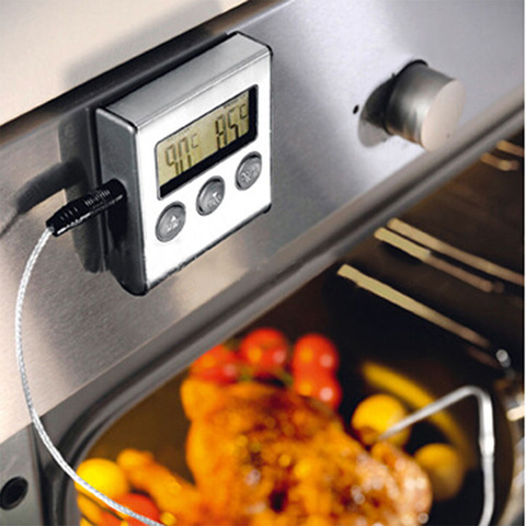 Termómetro Digital para horno, pantalla Lcd Digital, termómetro alimentos sonda, temporizador, cocina, barbacoa, carne ► Foto 1/6