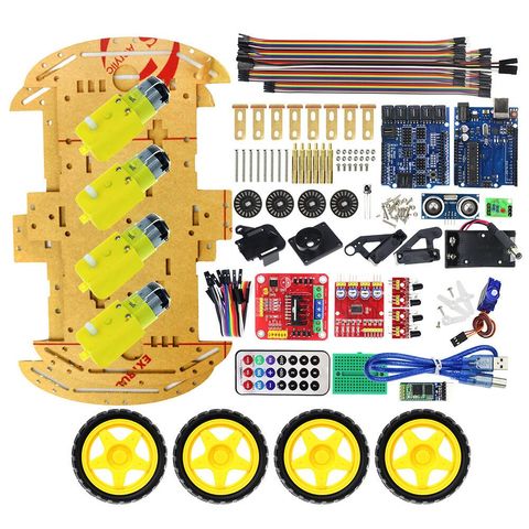 Kits de coche inteligente con control Bluetooth multifunción 4WD UNO R3 Starter para arduino Diy Kit para educación de estudiantes niños ► Foto 1/6