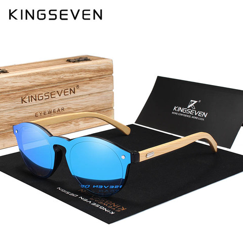 KINGSEVEN gafas de sol de bambú para hombres, gafas de sol para mujeres, marca de diseñador Original, gafas de sol de madera, gafas de sol masculino ► Foto 1/5
