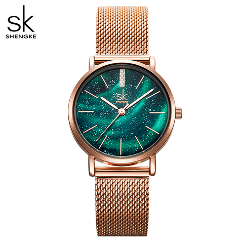 Relojes de Mujer Shengke Reloj de pulsera de Mujer ultrafino de acero inoxidable correa de cuarzo Montre Femme regalo ► Foto 1/6