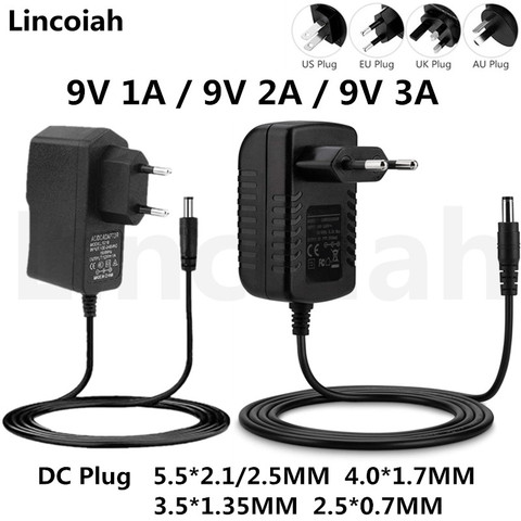 Adaptador de CA/CC de 9 V, 1A, 2A, 3A, CA, 100-240V, adaptador de corriente, cargador de 9 V, 1000Ma, fuente de alimentación, enchufe de la UE y EE. UU., 1 Uds. ► Foto 1/3