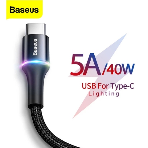 Baseus-Cable USB tipo C 5A para Huawei Mate 20 P30 P20 P10 Pro Lite Honor 40W, Cable de carga rápida USB-C ► Foto 1/6