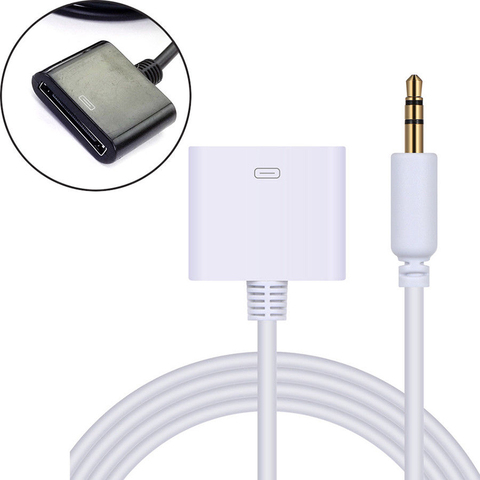 Cable auxiliar de 3,5mm, enchufe macho a adaptador de base hembra de 30 Pines, conversor para iPod y iPhone ► Foto 1/6