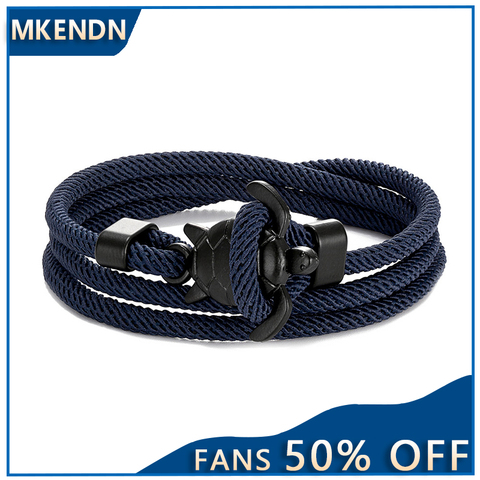 MKENDN-brazalete trenzado a mano de tortuga marina, Vikingo, Charms de cuerda azul oscuro para hombre y mujer, pulsera de playa, joyería ajustable para hombre ► Foto 1/6