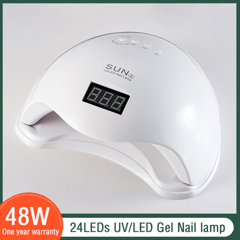 SUN5 48W lámpara de uñas LED UV secador de uñas 24 Uds LED Lampe para Gel de secado barniz lámparas 30s/60s/99/s temporizador pantalla LCD manicura herramientas ► Foto 1/6