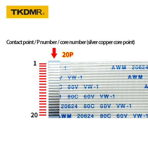 Cable plano y flexible para dispositivos móviles AWM 100, 80C, 60V, VW-1, FFC-0.5MM, 20624 MM, 22/24/25/26/28/30/32/35/40/50/1,0 Pines, 55/60 Uds. ► Foto 1/6