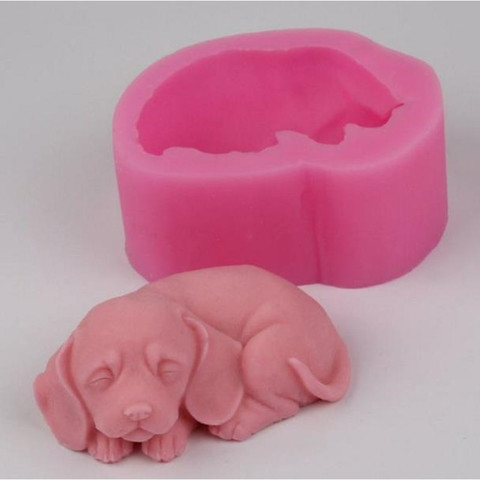 Molde de silicona para jabón con forma de perro, Molde 3D de Gel de sílice, moldes de vela, utensilios de decoración de pasteles de cocina, 11x7,8x5cm ► Foto 1/5