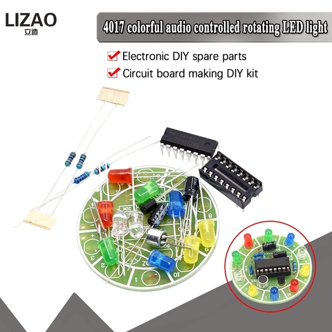 Kit de luces LED giratorias CD4017, control de voz colorido, fabricación electrónica, bricolaje, piezas de repuesto, laboratorio para estudiantes ► Foto 1/6