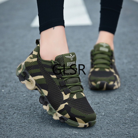 2022 nuevo camuflaje zapatillas de deporte de las mujeres zapatos informales transpirables hombres ejército verde zapatillas de talla grande 34-44 zapatos de amante ► Foto 1/6