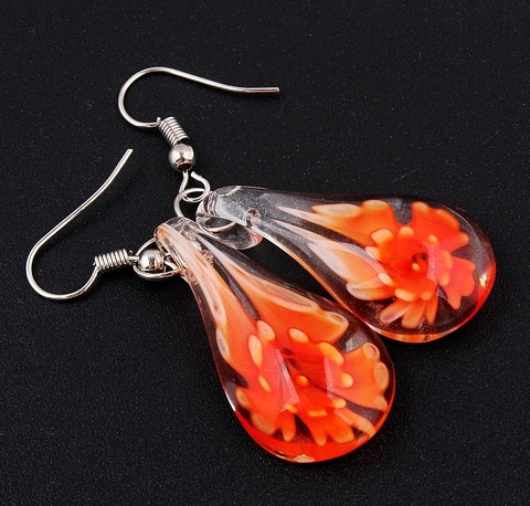 QianBei-pendientes de cristal de Murano hechos a mano para mujer, aretes de cristal con flor de Color mezclado, regalo de Acción de Gracias ► Foto 1/6