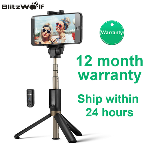 BlitzWolf BS3 3 en 1 Universal inalámbrico Bluetooth Selfie Stick Mini trípode Extensible plegable Monopod Travel para iPhone 11 Pro X XR 8 para Samsung Tik tok Xiaomi 10 Poco F2 Pro Huawei P40 P30 Pro Teléfono ► Foto 1/6