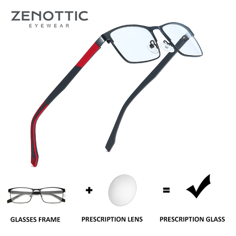 ZENOTTIC hombres Montura de gafas de aleación de titanio Moda hombre cuadrado ultraligero miopía prescripción Anti Blue Light gafas de ordenador ► Foto 1/6