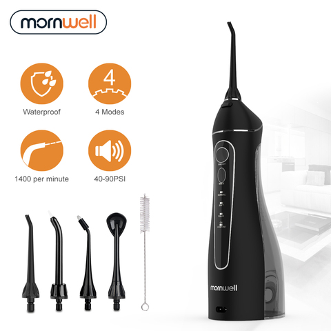 Irrigador Oral portátil de 4 modos, 5 boquillas, hilo Dental de agua inalámbrico, recargable por USB, irrigador Dental con chorro, 200ml ► Foto 1/6