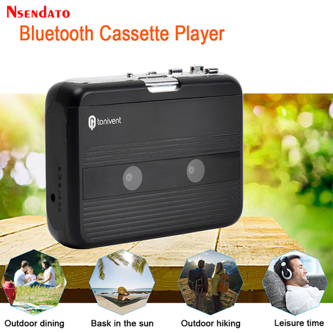 Reproductor de Cassette Portátil con Bluetooth, Radio FM, transmisor de cinta para altavoz y auriculares ► Foto 1/6