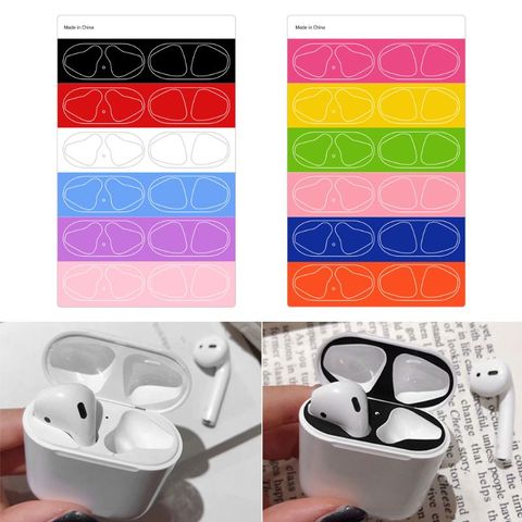 6 pares de coloridos adhesivos protectores de la piel a prueba de polvo protector para Apple auriculares airpods caja de carga ► Foto 1/1