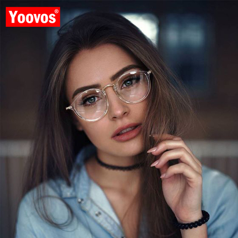 Montura de gafas redondas Yoovos, gafas de luz azul para transparentes de lujo monturas de gafas ópticas transparentes - Historial de precios y revisión | Vendedor de AliExpress -