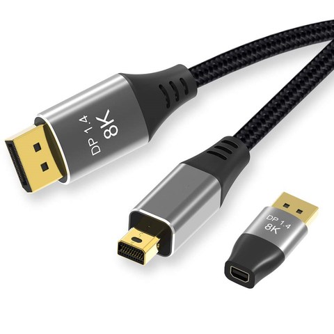 Cable de conversión bidireccional Mini DP a DP, compatible con 8K @ 60Hz 4K @ 1,4Hz con Mini DisplayPort y conector de DisplayPort, Ver 144 ► Foto 1/6