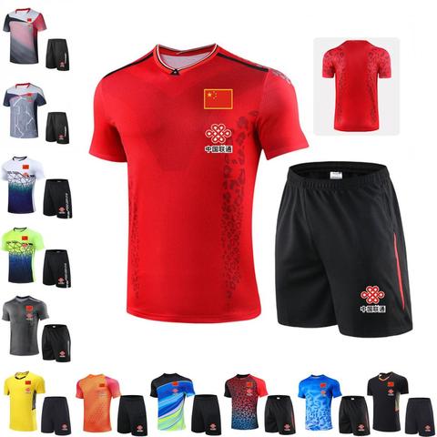 NTW CHINA bandera hombres mujeres tenis camisa corta conjunto, chicos bádminton Jerseys trajes, niñas Tenis de Mesa camisetas ropa deporte Kits ► Foto 1/6