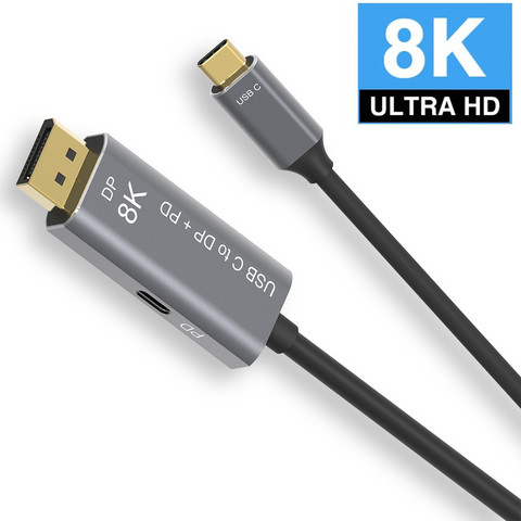 Cable adaptador de velocidad USB C a DisplayPort 1,4 8k, modo Dual tipo C a DP 8K @ 60Hz 4K @ 144Hz con PD ► Foto 1/6