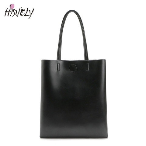 Bolso de mano de cuero para mujer, bandolera negra de gran capacidad, bolso de mano de lujo, diseño informal, cubo de alta calidad, novedad de 2022 ► Foto 1/5