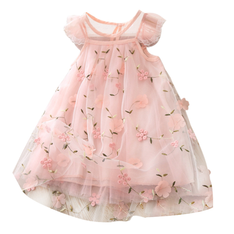 Vestido de Verano bebés Niños Niñas 1-5 años sin Mangas Estampado De Flores Princesa Vestidos