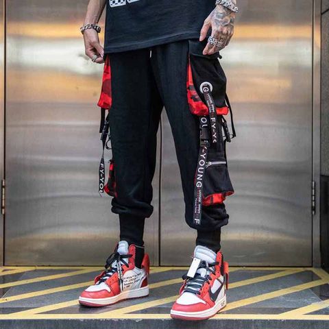 Pantalones Cargo de moda para hombre, ropa de calle Harajuku, Highstree, Hip-Hop, Jogging, pantalones de chándal, prendas de vestir de retales deportivos ► Foto 1/6