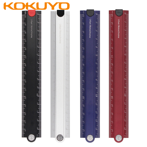 KOKUYO-Regla plegable de aluminio, color retro, estudiantes de escuela primaria con regla de acero inoxidable de metal portátil, 15cm/30cm, Japón ► Foto 1/6