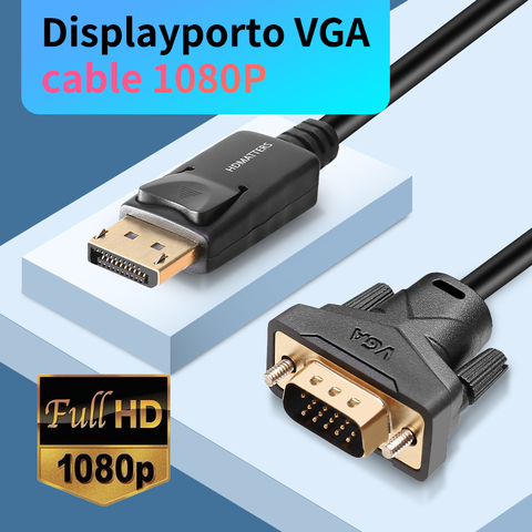 Displayport a VGA, cable adaptador convertidor DP a VGA de 1,8 m, macho DP macho a VGA para HP, Dell, Asus, lenovo, PC y portátil ► Foto 1/6