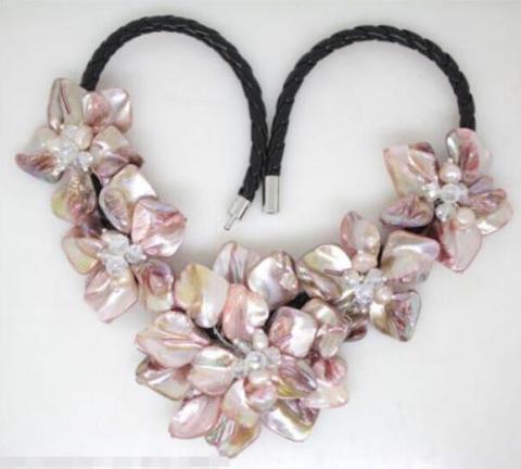 Collar de perlas de gran oferta, colgante de flor perlada rosa, concha de perla, cristal Madre, nuevo estilo ► Foto 1/3