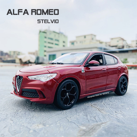 Bburago-Coche de simulación de aleación de metal, modelo 1:24 Alfa Romeo STELVIO SUV, adornos para manualidades, juguete de colección, herramientas de regalo ► Foto 1/5