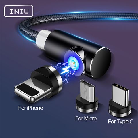 INIU 2 M rápido magnético Cable Micro USB tipo C cargador de carga para iPhone X XS XR 8 7 Samsung s8 imán teléfono Android Cable de Cable ► Foto 1/6