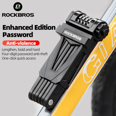 ROCKBROS-candado de bicicleta con huella dactilar, aleación de Zinc, cuatro dígitos, secreto, antirrobo, contraseña plegable, 85CM, accesorios para Moto ► Foto 1/6