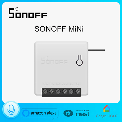 SONOFF-minicontrolador inteligente WiFi de dos vías, enchufe de encendido/apagado, Control LAN, escenas inteligentes, Control por voz, horario, Alexa ► Foto 1/6