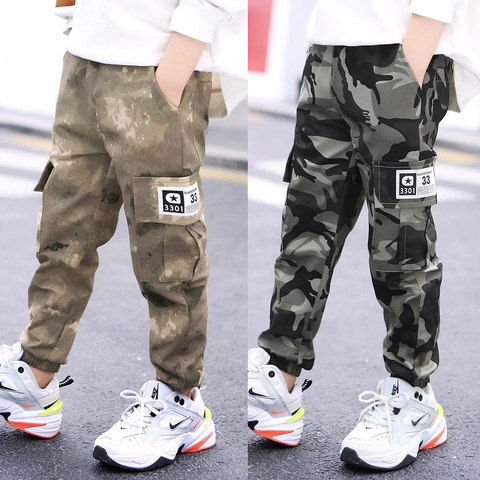 EACHIN pantalones de bebés niños de primavera niños deporte camuflaje carga pantalones de cintura elástica adolescentes niños pantalones Streetwear Pantalones ► Foto 1/6