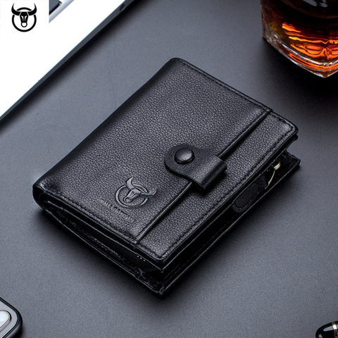 Cartera de piel auténtica con diseño de cartera para hombre, carteras masculinas con cremallera, cartera para tarjetas y monedas ► Foto 1/6