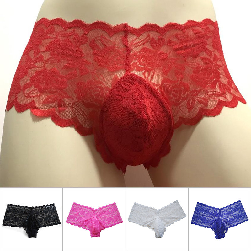 Chándal de encaje Sexy para hombre, ropa interior Tanga, bragas transparentes, pantalones transpirables, Tanga y para hombre ► Foto 1/6