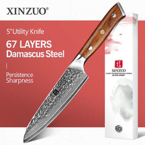 XINZUO-cuchillo de cocina de acero damasco, 5 