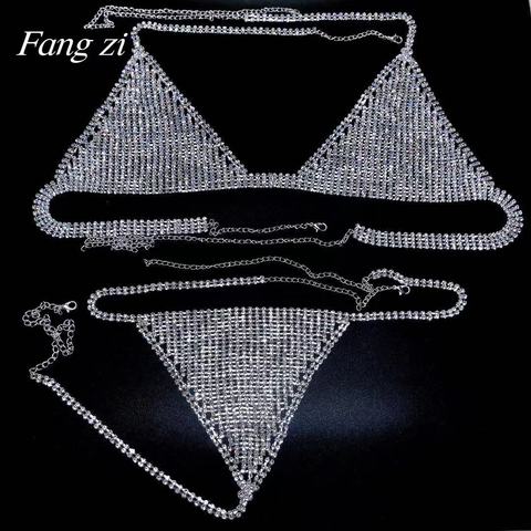 Mujeres Sexy brillante de diamantes de imitación sujetador y Tanga del encanto de las mujeres bikini cristal joyería corporal arnés ropa interior, regalos de joyas al por mayor ► Foto 1/1